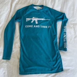 DFD teal come and take it long sleeve rash guard